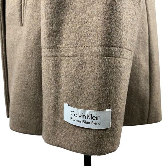 Calvin Klein Women's Pea Coat Size 4 Camel Wool Cashmere Blend Double Breasted - Picture 7 of 14